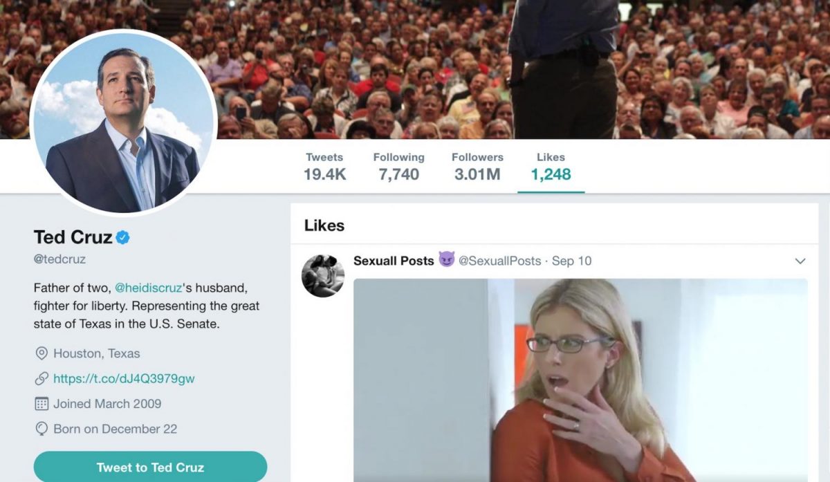 Ted Cruz likes porn on Twitter