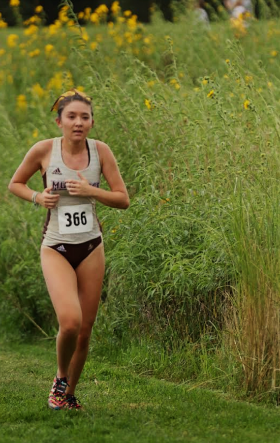 Pictured Above: SMSU junior Emily Daniels ran for a time of 22:07, putting her at 34th. 