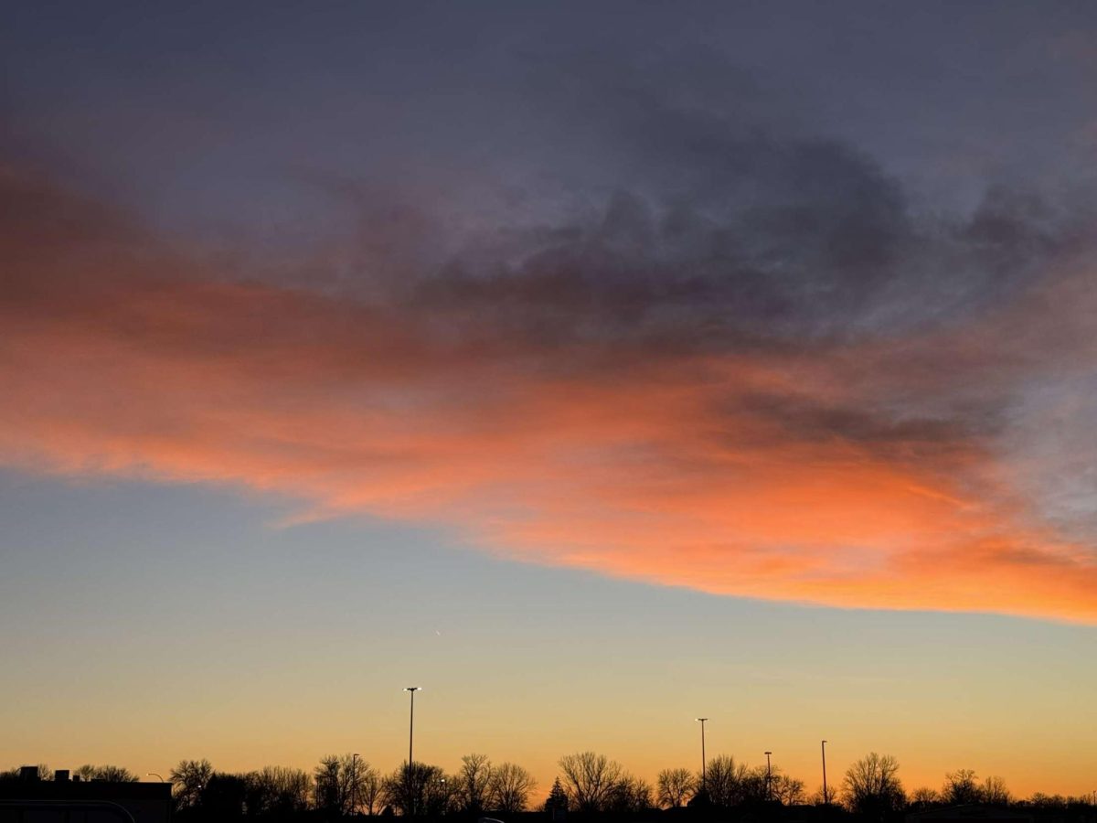 A picture of the sky at sunset